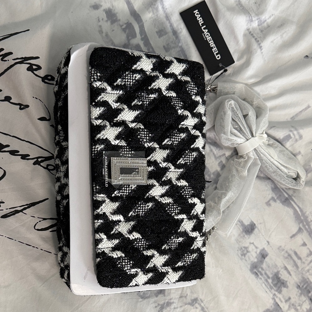 Karl Lagerfeld Monochrome Tweed Bag